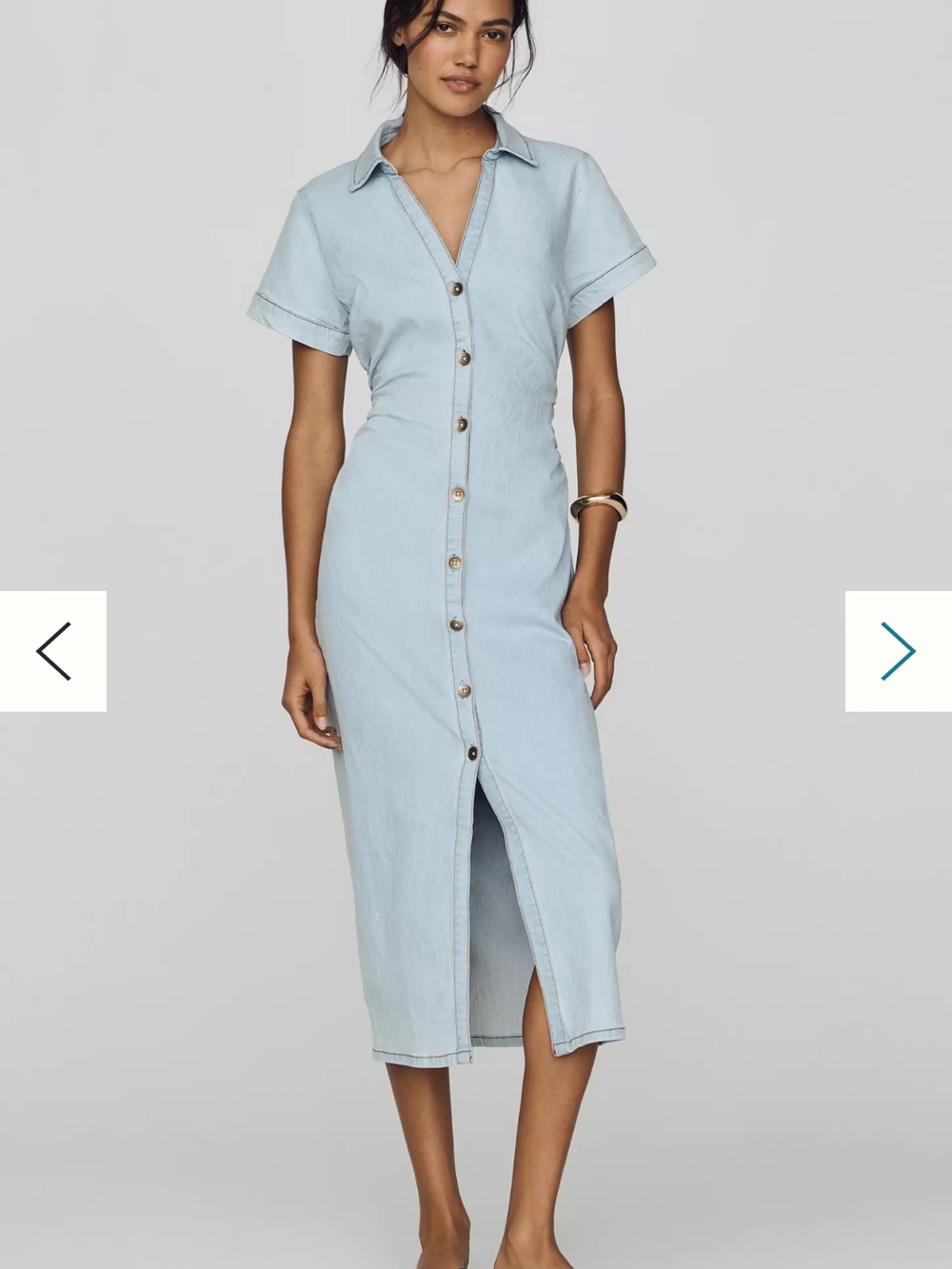 Pilcro Pale Blue Button-Front Midi Shirtdress